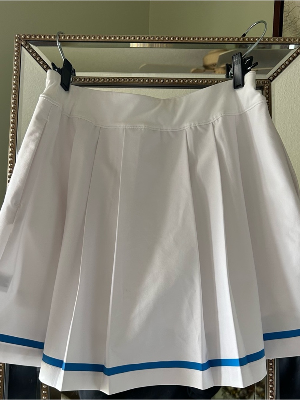 NWT LADY HAGEN Americana 16”Golf Skort White Pleated with Blue Trim Size S - Picture 2 of 6